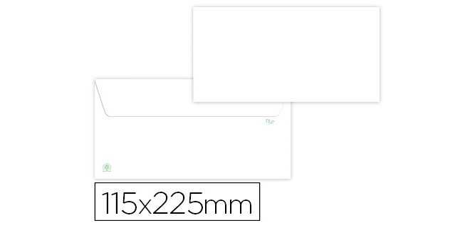 Sobre liderpapel blanco 115x225 mm solapa tira de silicona papel reciclado 90 gr caja de 500 unidades