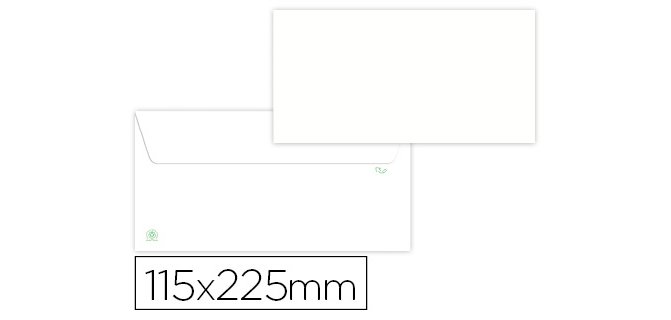 Sobre liderpapel blanco 115x225 mm solapa tira de silicona papel reciclado 90 gr caja de 500 unidades