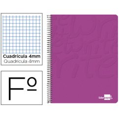 Cuaderno espiral liderpapel folio write tapa blanda 80h 60gr cuadro 4mm con margen color rosa