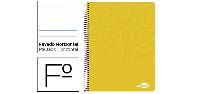 Cuaderno espiral liderpapel folio write tapa blanda 80h 60gr horizontal con margen color amarillo