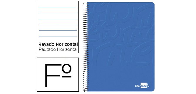 Cuaderno espiral liderpapel folio write tapa blanda 80h 60gr horizontal con margen color azul