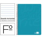 Cuaderno espiral liderpapel folio write tapa blanda 80h 60gr horizontal con margen color turquesa