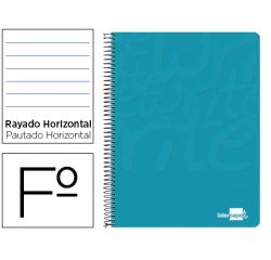 Cuaderno espiral liderpapel folio write tapa blanda 80h 60gr horizontal con margen color turquesa