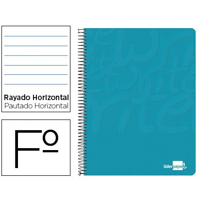 Cuaderno espiral liderpapel folio write tapa blanda 80h 60gr horizontal con margen color turquesa