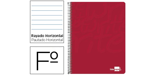 Cuaderno espiral liderpapel folio write tapa blanda 80h 60gr horizontal con margen color rojo