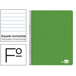 Cuaderno espiral liderpapel folio write tapa blanda 80h 60gr horizontal con margen color verde