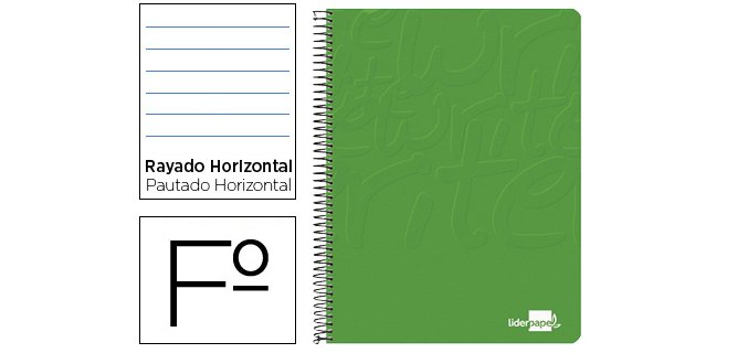 Cuaderno espiral liderpapel folio write tapa blanda 80h 60gr horizontal con margen color verde