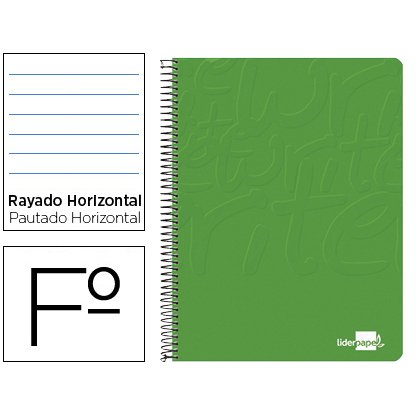 Cuaderno espiral liderpapel folio write tapa blanda 80h 60gr horizontal con margen color verde