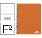 Cuaderno espiral liderpapel folio write tapa blanda 80h 60gr pauta 2,5 mm con margen color naranja