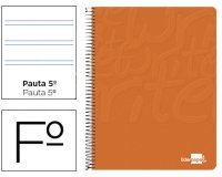 Cuaderno espiral liderpapel folio write tapa blanda 80h 60gr pauta 2,5 mm con margen color naranja