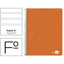 Cuaderno espiral liderpapel folio write tapa blanda 80h 60gr pauta 2,5 mm con margen color naranja