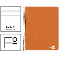 Cuaderno espiral liderpapel folio write tapa blanda 80h 60gr pauta 2,5 mm con margen color naranja