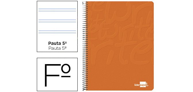 Cuaderno espiral liderpapel folio write tapa blanda 80h 60gr pauta 2,5 mm con margen color naranja