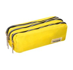 Estuche portatodo liderpapel rectangular 3 bolsillos amarillo pastel 185x80x70 mm
