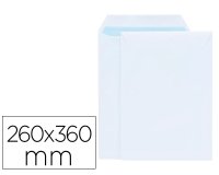 Sobre liderpapel bolsa blanco 260x360 mm solapa tira de silicona papel offset 100 gr caja de 250 unidades