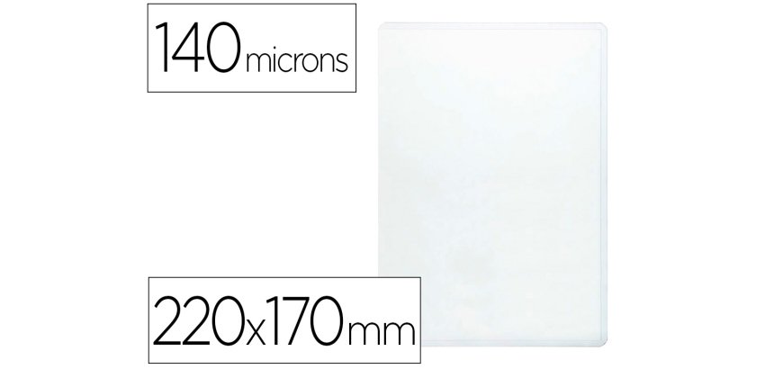 Funda portacarnet q-connect cuarto 140 micras pvc transparente 220x170mm