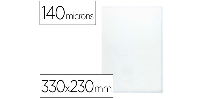 Funda portadocumento q-connect folio 140 micras pvc transparente 230x330mm
