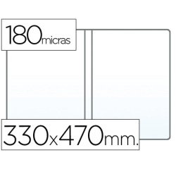 Funda portadocumento q-connect folio doble 180 micras pvc transparente 330x470mm
