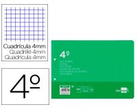 Recambio liderpapel 4º / A5+ apaisado 100 h 2tca-01 cuadro 4 mm 2 taladros con margen