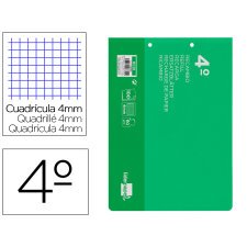 Recambio liderpapel 4º / A5+ apaisado 100 h 2tca-01 cuadro 4 mm 2 taladros con margen