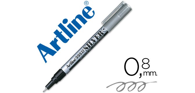 Rotulador artline marcador permanente tinta metalica ek-999 plata punta redonda 0.8 mm