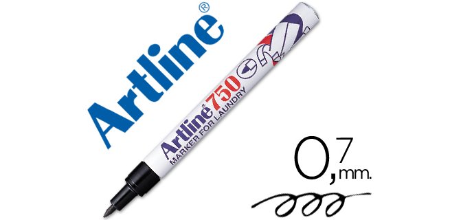 Rotulador artline marcador permanente lavable para textil ek-750 negro punta redonda 0,7 mm