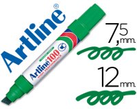 Rotulador artline marcador permanente 100 verde punta biselada
