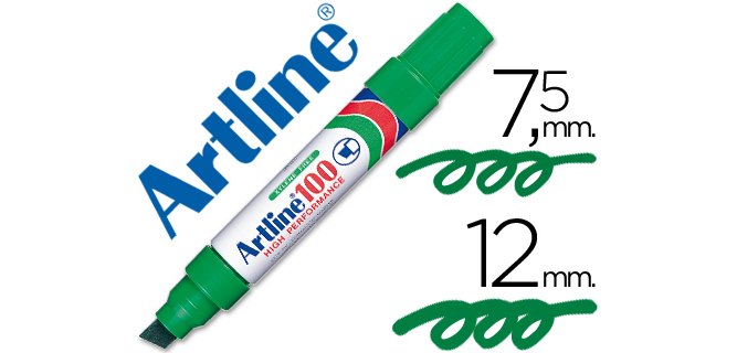 Rotulador artline marcador permanente 100 verde punta biselada