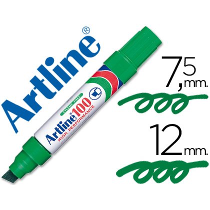 Rotulador artline marcador permanente 100 verde punta biselada