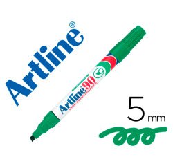Rotulador artline marcador permanente ek-90 verde punta biselada 5 mm papel metal y cristal