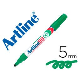 Rotulador artline marcador permanente ek-90 verde punta biselada 5 mm papel metal y cristal