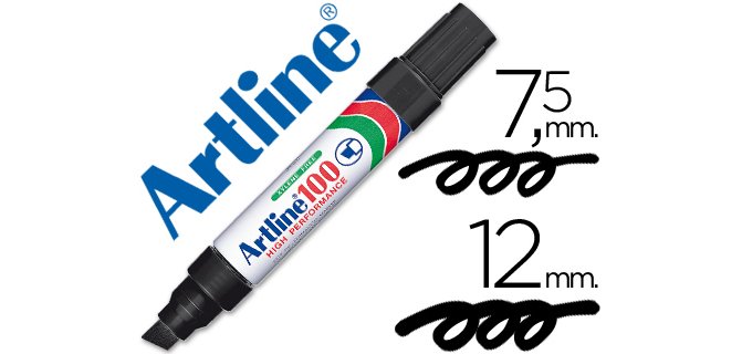 Rotulador artline marcador permanente 100 negro -punta biselada