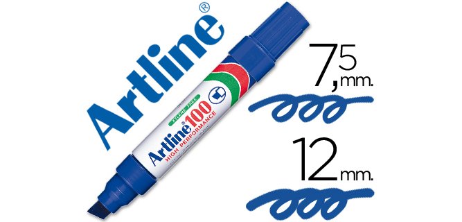 Rotulador artline marcador permanente 100 azul punta biselada