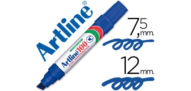 Rotulador artline marcador permanente 100 azul punta biselada