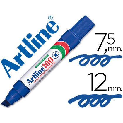 Rotulador artline marcador permanente 100 azul punta biselada