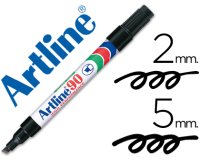 Rotulador artline marcador permanente ek-90 negro punta biselada 5 mm papel metal y cristal