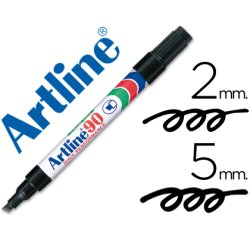 Rotulador artline marcador permanente ek-90 negro punta biselada 5 mm papel metal y cristal