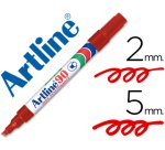 Rotulador artline marcador permanente ek-90 rojo punta biselada 5 mm papel metal y cristal