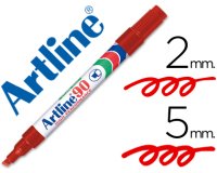 Rotulador artline marcador permanente ek-90 rojo punta biselada 5 mm papel metal y cristal