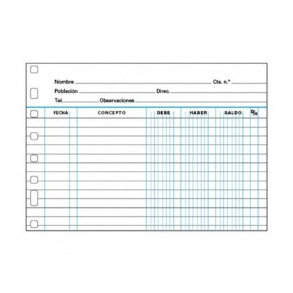 Recambio multifin 3006 folio apaisado cuentas corrientes 50 hojas 315 x 215 mm