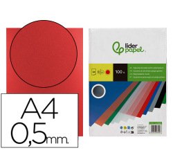 Cubiertas para encuadernar Liderpapel polipropileno A4 0,5mm rojo opaco - Paquete de 100 unidades