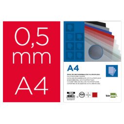 Cubiertas para encuadernar Liderpapel polipropileno A4 0,5mm rojo opaco - Paquete de 100 unidades