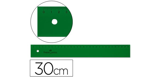 Regla faber castell 30 cm plastico verde