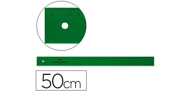 Regla faber castell 50 cm plastico verde