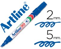 Rotulador artline marcador permanente ek-90 azul punta biselada 5 mm papel metal y cristal
