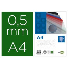 Cubiertas para encuadernar Liderpapel polipropileno A4 0,5mm verde opaco - Paquete de 100 unidades