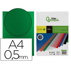 Cubiertas para encuadernar Liderpapel polipropileno A4 0,5mm verde opaco - Paquete de 100 unidades