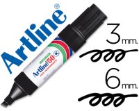 Rotulador artline marcador permanente ek-50 negro punta biselada 6 mm papel metal y cristal