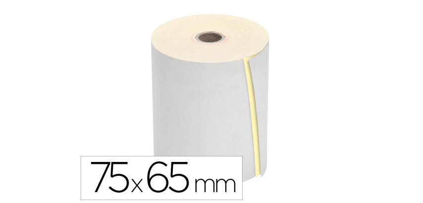 Rollo papel electra Q-connect 75 x 65 x 12 mm 57gr copiativo 2 hojas