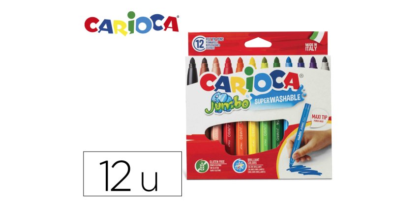 Rotulador carioca jumbo punta gruesa estuche de 12 unidades colores surtidos